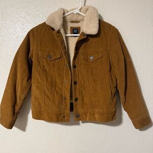 GAP Tan Corduroy Jacket with Cream Sherpa Lining